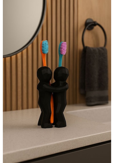 3d Hediye Çiftler İçin Diş Fırçalığı Minimalist Banyo Aksesuarı Geri Dönüştürülmüş Pla 13 X 9 Cm