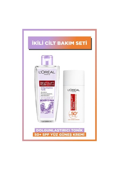 L'Oréal Paris Revitalift Clinical Günlük Yüz Güneş Kremi SPF50+ 50 ML + Revitalift Filler Dolgunlaştırıcı Tonik 200 ML