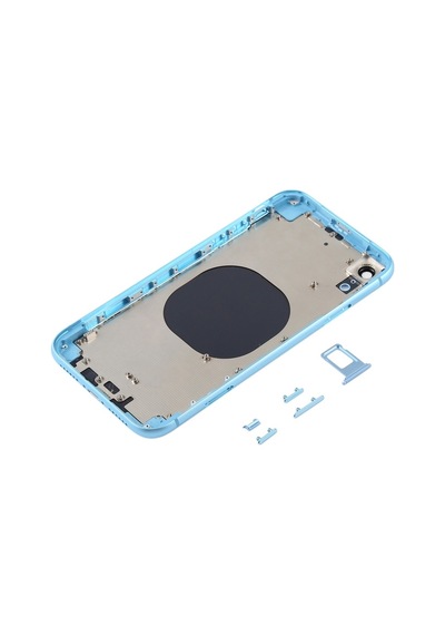 Cbtx Kamera Lensli Ve Sım Kart Tepsisi Ve Apple Uyumlu iPhone Xr Mavi İçin Yan Anahtarlarla Arka Gövde Kapağı