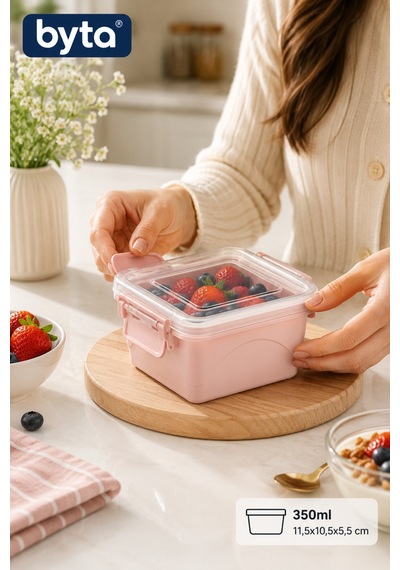 350 Ml Mini Kare Saklama Kabı Kilitli Kapaklı Sızdırmaz Bpa Free Beslenme Ve Gıda Saklama Kabı Karışık Renk Gönderilir Pembe