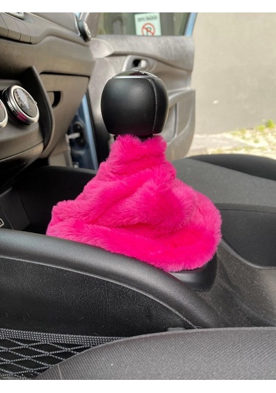 Yumuşak Peluş Vites Körüğü Vites Süsü Fuşya Pembe