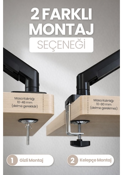 17-32" Tek Kollu Monitör Kolu Vesa Uyumlu Tam Hareketli 9 Kg Taşıma Kapasiteli Monitör Standı