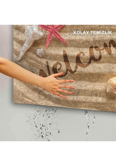 Monnhein Kapı Önü Paspası - Modern Ve Şık Kapı Paspası Ev, Ofis Ve Dış Mekân Kullanımı İçin Welcome Kumsal 45x65 Açık Bej