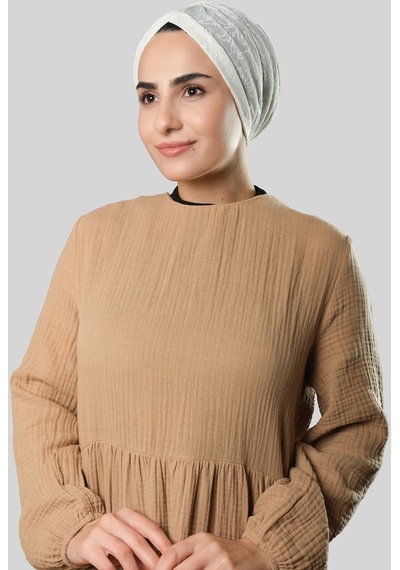 Hürrem Bone Beyaz Pratik Hazır Geçmeli Tesettür Bone Jakar Kendinden Desenli 1209 42 Beyaz