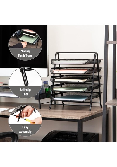5tpaper-blk 5 Katmanlı Kağıt Tepsisi, Dosya Depolama, Masaüstü Düzenleyici, Metal Ağ, 30 Cm U X 35 Cm G X 14,5 İnç Y, Siyah Diğer 5tpaper-blk 5 Katmanlı Kağıt Tepsisi, Dosya Depolama, Masaüstü Düzenleyici, Metal Ağ, 30 Cm U X 35 Cm G X 14,5 İnç Y, Siyah Diğer