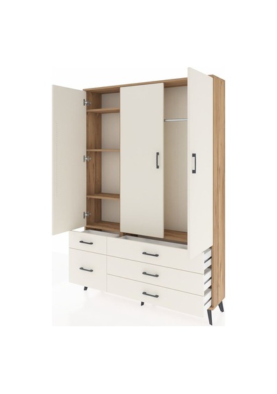 Arges Dolap 5 Raflı 5 Çekmeceli Tek Askılı 132x30x195 Çam-ayt... Çam Arges Dolap 5 Raflı 5 Çekmeceli Tek Askılı 132x30x195 Çam-ayt... Çam
