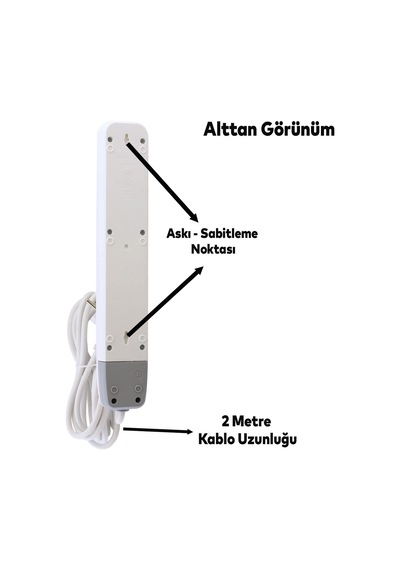 Badem10 Grup Priz 6'lı Altı Gözlü Anahtarlı Topraklı 2 Metre Seyyar Ara Kablolu Uzatma Kablolusu Altılı Piriz Kablo