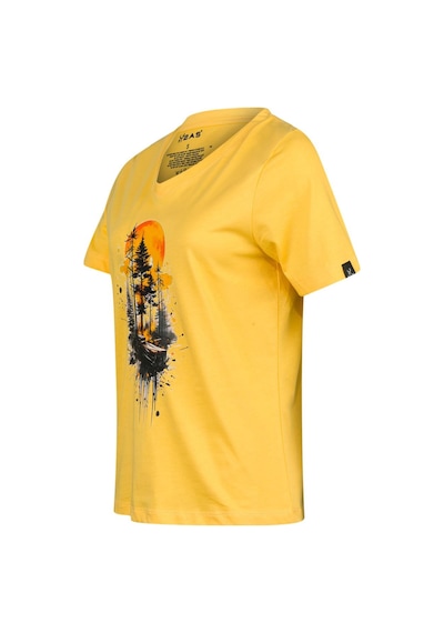 2as Alone Baskılı V Yaka Kadın T-shirt 413 Sarı
