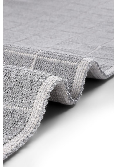 Grid Doğal Pamuklu 2'li Banyo Paspas Seti 60x100+50x60 Cm Gri Gri