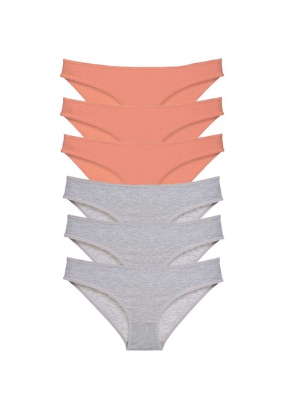 Royaleks 6 adet Süper Eko Set Likralı Kadın Slip Külot Pudra Gri RYL-EKO6022 Gri - Pudra