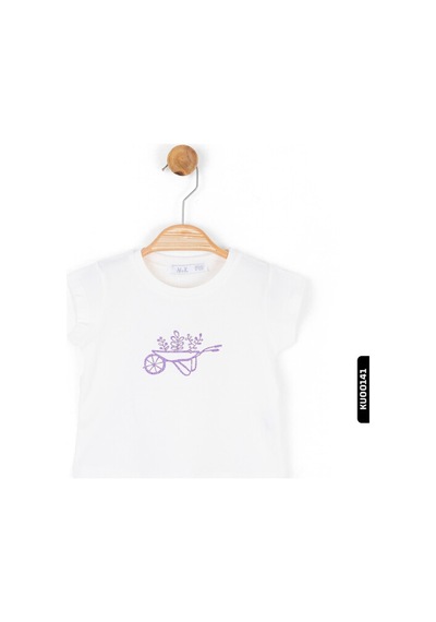 Xo Kids Dijital Baskılı Ay Kollu Yuvarlak Yakalı Kız Çocuk Tişört 9ay-4 Yaş 36615 Ekru