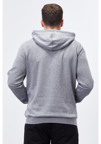 Tommy Life Gri Melanj Nakışlı Kanguru Cep Standart Kalıp Kapüşonlu Erkek Sweatshirt - 87839 GRİ MELANJ