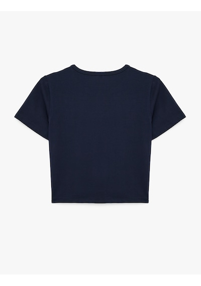 Koton Slim Fit Kısa Kollu Pamuklu Bisiklet Yaka Spor Tişört Lacivert 7wak10053nk