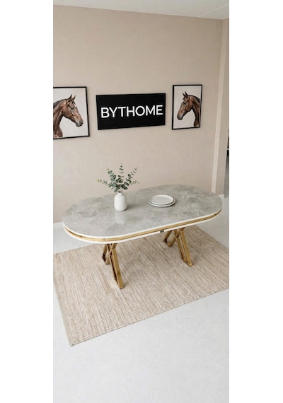 Lak Panel Rampla Gold Pvc Li Sabit Yemek Masası, Mutfak Masası, Salon Masası Beyaz Mermer Desen Masa Ayaklar Gold Lak Panel Rampla Gold Pvc Li Sabit Yemek Masası, Mutfak Masası, Salon Masası Beyaz Mermer Desen Masa Ayaklar Gold