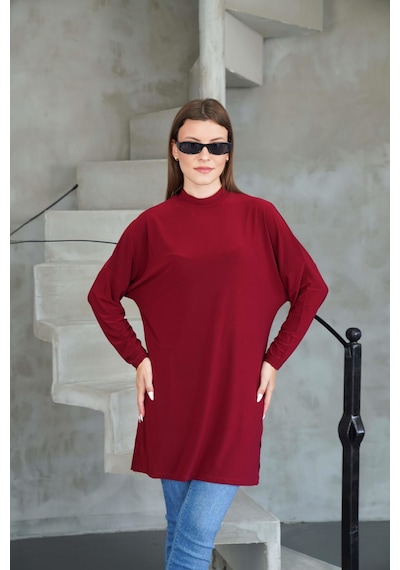 Penyebizden Tesettür Extra Uzun Tunik -bordo
