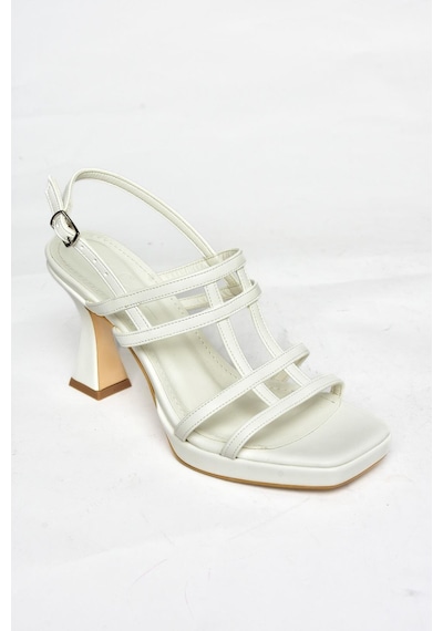 Fox Shoes S569316009 Beyaz Kalın Topuklu Kadın Ayakkabı Beyaz