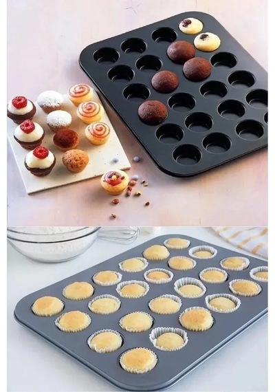 24'lü Teflon Mini Muffin Kalıbı 0177 Açık Altın