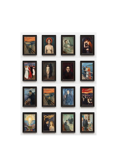 Edvard Munch Tabloları 16'lı Sticker Seti Laptop Defter Planlayıcı Etiket Çok Renkli