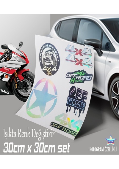 Suv 4x4 Offroad Hologram Sticker - Motosiklet Kelebek Cam Uyumlu Sticker