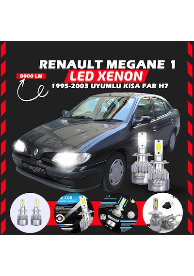 Renault Megane 1 1995-2003 Kısa Far Uyumlu Şimşek Etkilii Led Xenon Performance Series H7