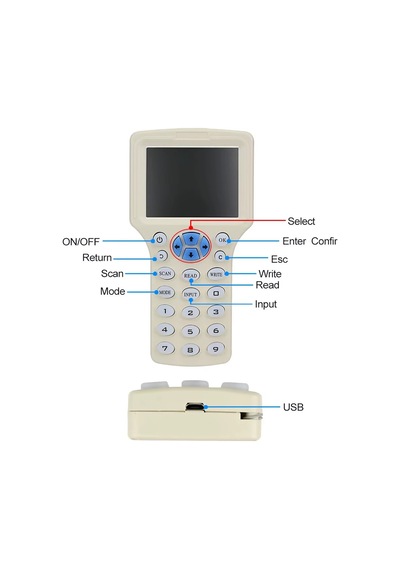 Zx-08cden 10 Frekans Rfid Okuyucu Yazıcı Kopyalayıcı El Tip Kutu 2.8 Ekran Sesli İkaz Nfc Şifreli K