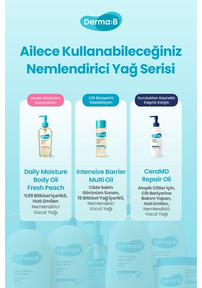 15 Bitkisel Yağ İçerikli, Hızlı Emilen, Nemlendirici Vücut Yağı Derma:b Intensive Barrier Multi Oil