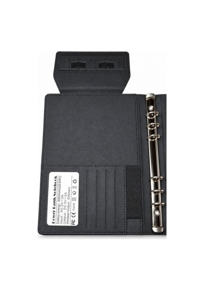 Legrand Işıklı Logo Powerbank Ajanda - 8000 Mah Kablosuz Şarjlı & Led Lambalı Notebook Siyah