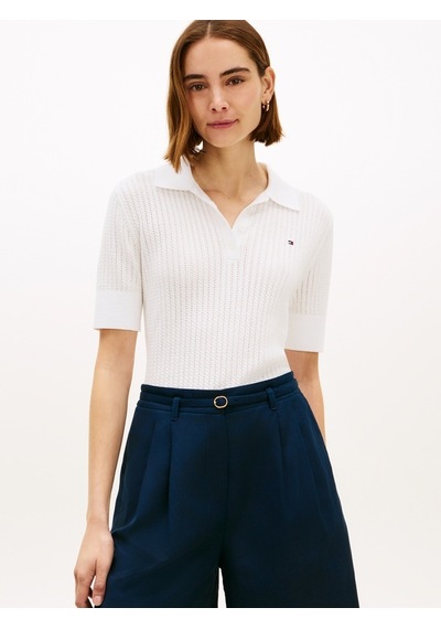 Tommy Hilfiger Poıntelle S/s Polo Sweater Kadın Beyaz Polo - Ww0ww49362