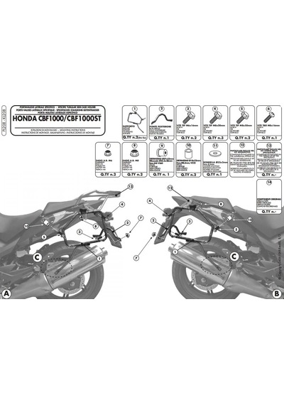 Gıvı Pl208 Honda Cbf 1000 - Cbf 1000st 10-14 Yan Çanta Taşıyıcı Tek Renk