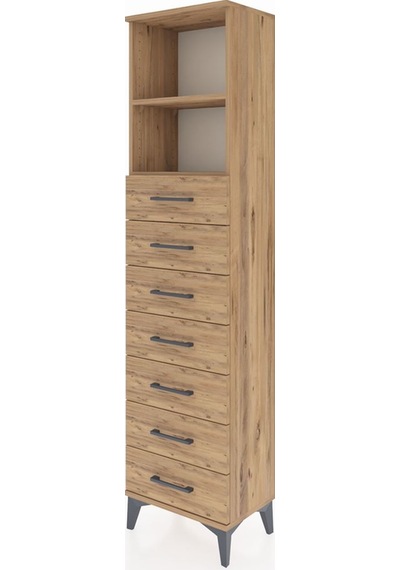 Arges Dolap 2 Raflı 7 Çekmeceli 44x30x182 Çam-çam Çam