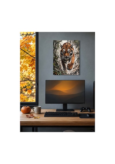 Kaplan A3 Metal Tablo Bengal Kaplanı, Tropikal Orman Ve Vahşi Hayvan Dekoratif Duvar Tablosu Çok Renkli - 937548879 Çok Renkli - 937548879 Çok Renkli