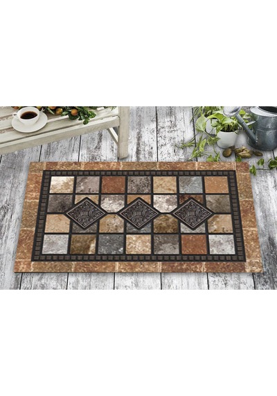 Dekoratif Dış Kapı Paspası Dijital Baskılı, Kaymaz Pvc Plastik Tabanlı, Şık Desenli Kapı Önü Paspası 40x70 Cm Çok renkli