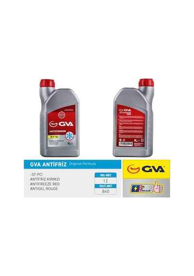 Gva Antifriz 1 Lt -37 C Kırmızı Long Life Koli 12 Ad Organık IS00-GVA 9930121