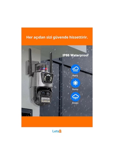 3 Lens Wi Fi Gece Görüşlü Güvenlik Kamerası