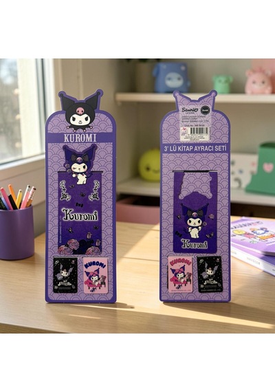 Bakgelal Sanrio Lisanslı Kuromi 3 Lü Manyetik Kitap Ayracı Seti Gül Temalı Mor Tasarım - 9041410517130