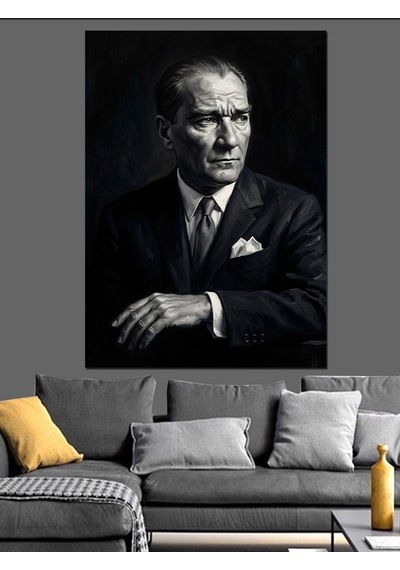 Karizmatik Mustafa Kemal Atatürk Portresi Dekoratif Kanvas - Mdf Ahşap Tablo