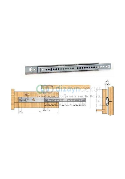 İnce Bilyalı Çekmece Rayı 27x342 Mm