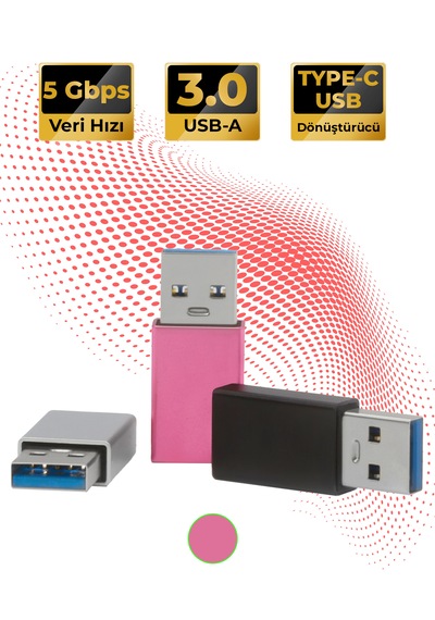 Type-c To Usb-a 3.0 Dönüştürücü Yüksek Hızlı Veri Aktarımı Pembe