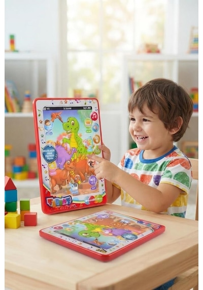 Dinozor Temalı Eğitici Sesli Dil Ve Motor Becerisi Geliştirici İnteraktif Oyuncak Tablet