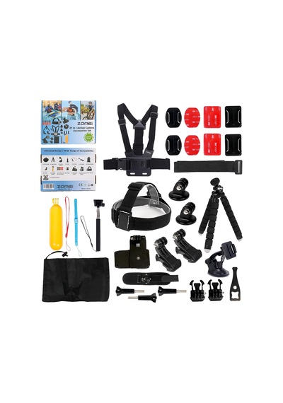 27 Parça Aksiyon Kamera Aksesuar Seti Gopro İle Uyumlu, Djı İle Uyumlu, Spor Montaj Kiti Vlog Seyahat Çekim Aparatları Ks-1