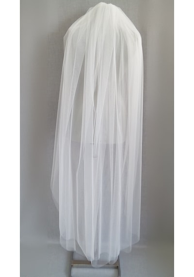 Suzanna Moda Beyaz Kenarı Düz Taraklı 1mt 50cm Boy Hayal Tül Çift Kat Gelin Duvağı