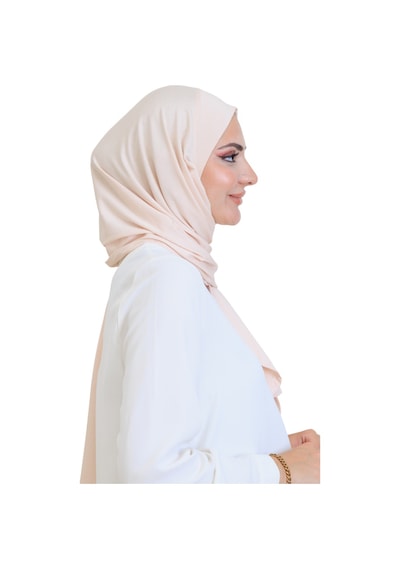 Modish Group Penye Boyun Kapamalı Şal Başörtü Hazır Giyim Turban Esnek Jersey Şal Bej