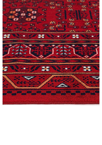 Miras Nostaljik Bordo Desenli Halı - Otantik Görünümlü Dekoratif Salon Ve Antre Halısı Kırmızı