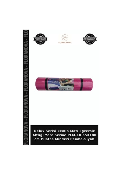 Delux Serisi Zemin Matı Egzersiz Altlığı Yere Serme Plm-10 55x180 Cm Pilates Minderi Pembe-siyah Pembe - Siyah