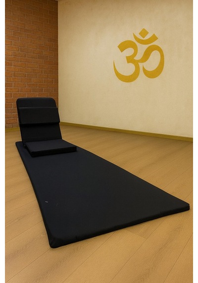Backjack Meditasyon Sandalyesi Destekli Yer Minderi + 60x180 Kumaş Mat - Backjack 3xl Siyah