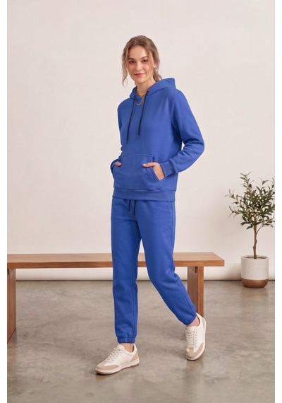 Moibody Kadın 3 İplik Şardonlu Eşofman Takımı Premium Kapüşonlu Sweatshirt Ve Jogger Alt Yavruağzı Mavi Mavi Moibody Kadın 3 İplik Şardonlu Eşofman Takımı Premium Kapüşonlu Sweatshirt Ve Jogger Alt Yavruağzı Mavi Mavi