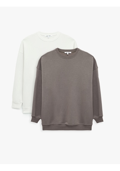 Koton Rahat Kalıp Uzun Kollu Bisiklet Yaka Pamuklu Basic 2'li Sweatshirt Seti Multıcolor 6wal10303ık Mavi Koton Rahat Kalıp Uzun Kollu Bisiklet Yaka Pamuklu Basic 2'li Sweatshirt Seti Multıcolor 6wal10303ık Mavi