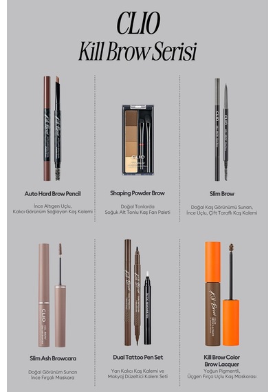 Doğal Görünüm Sunan Ultra İnce Uçlu Çift Taraflı Kaş Kalemi Clıo Kill Brow Slim Brow 03 Ash Taupe 88797991