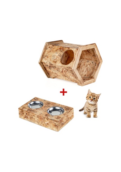 Özel Tasarım Iç Mekan Kedi Evi Yuvası Ve Mama Kabı