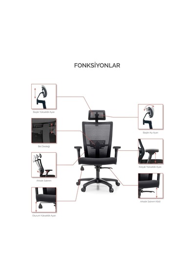 Vintage Toplantı Koltuğu Çalışma Koltuğu Ofis Koltuğu Yükseklik Ayarlı Kolçak Plastik Ayak Diğer